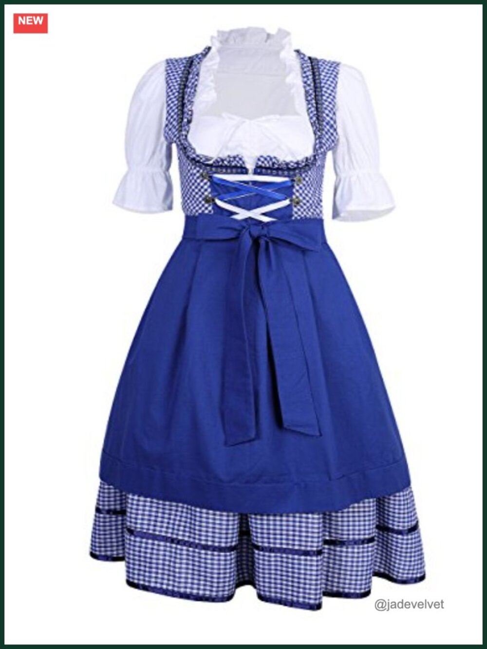 Women's German Dirndl 3-Piece Beer Dress Costume, Cotton Blend, Swing, Cold